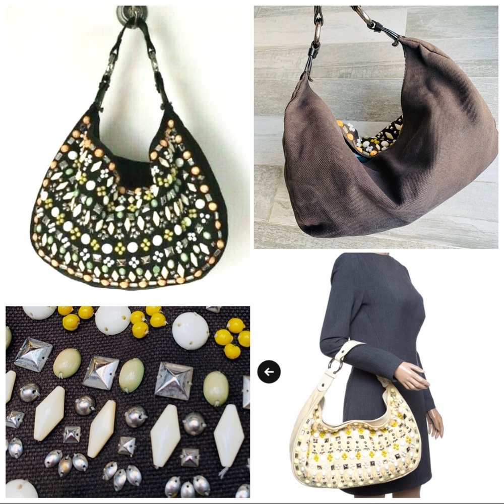 Chloe Beaded Studded Heavy Leather Big Hobo Slouchy Bag - Picture 3 of 16